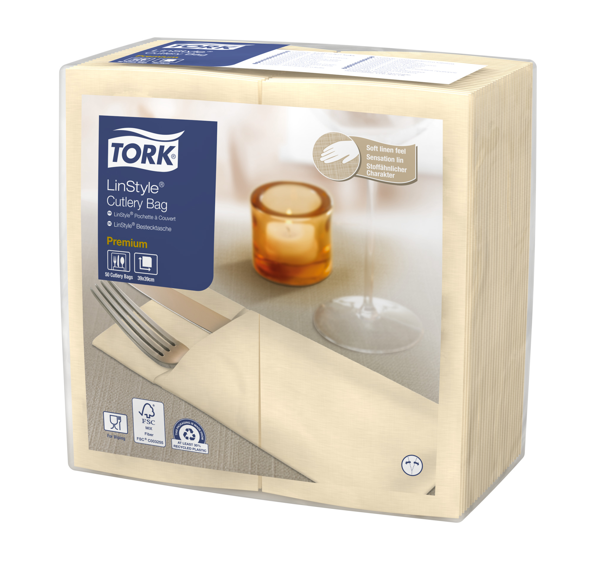 Tork LinStyle® Cream Cutlery Bag Napkin