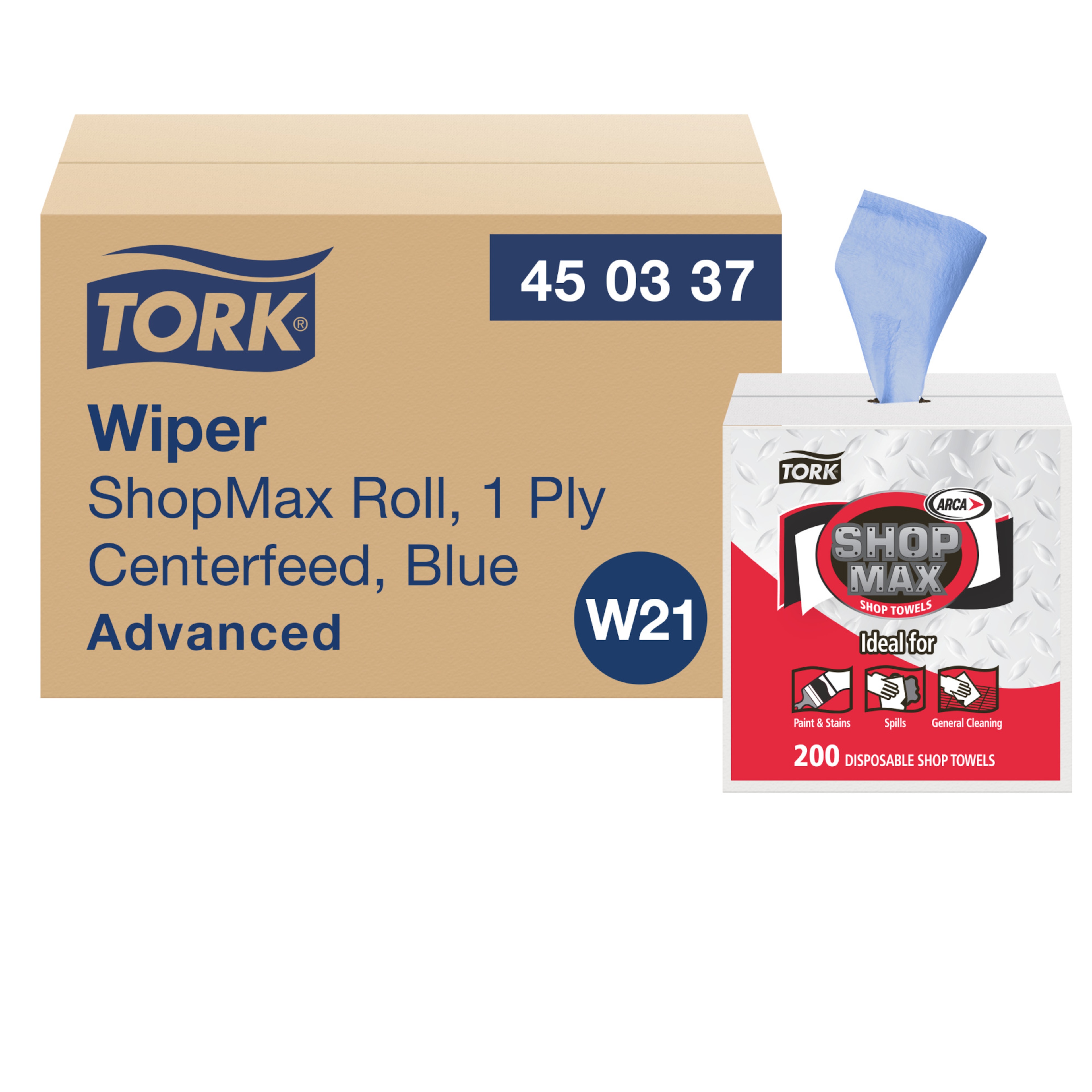 Tork ShopMax Heavy Duty Centerfeed Paper Towel Blue Self Dispensing