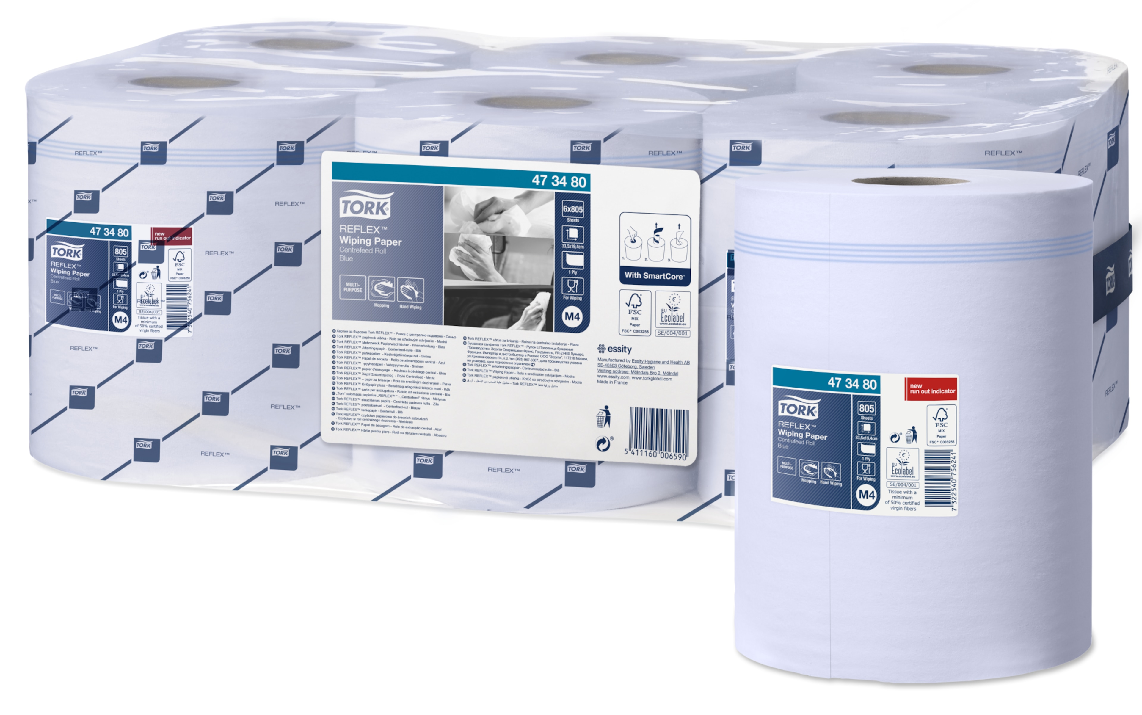 Tork Reflex™ Wiping Paper Blue Centrefeed Roll M4