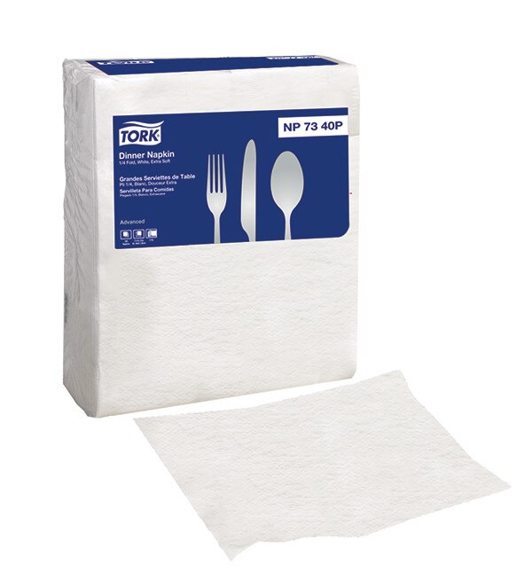 Tork Advanced Extra Soft White Dinner Napkin, 1/4 Fold Tork Advanced Extra Soft White Dinner Napkin, 1/4 Fold