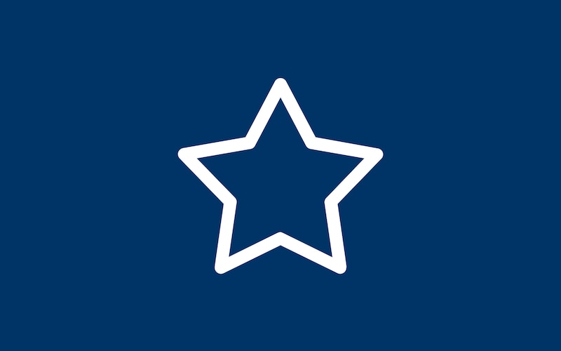 Balta zvaigznes ikona, kas simbolizē uzkopšanas kvalitāti