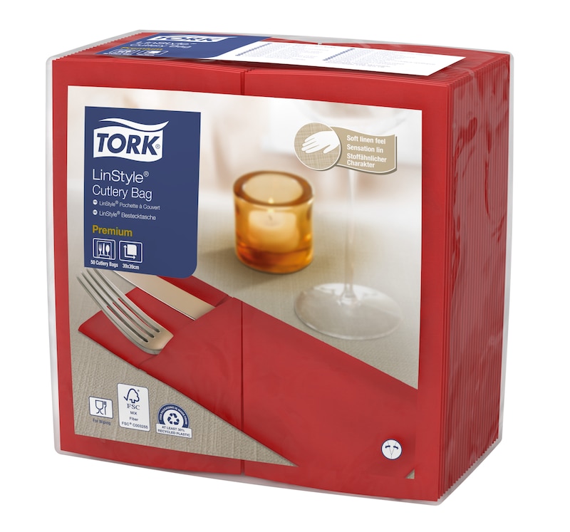 Tork LinStyle® Servilleta Premium para Cubiertos Roja