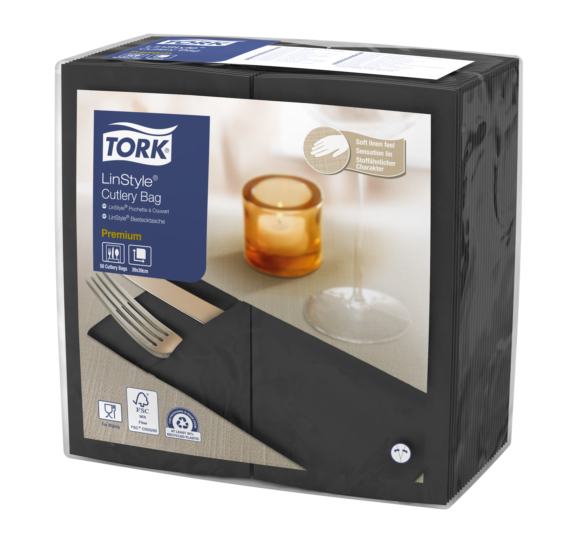 Tork LinStyle® Black Cutlery Bag Napkin