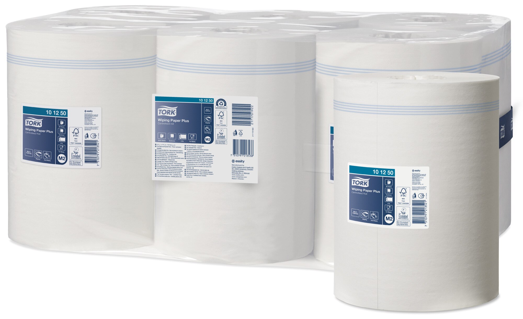500 hojas/color azul 3 capas/Paños de papel compatibles con el sistema W4 Tork 130082 Papel de secado extra fuerte para la industria/Premium 
