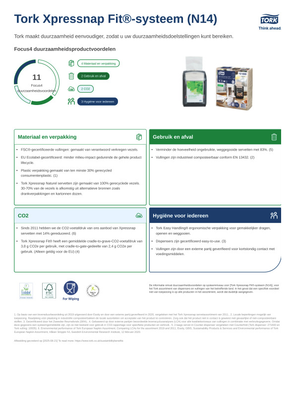 Productgegevensblad duurzaamheid
