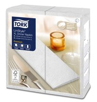 Tork Premium Linstyle Grande Serviette Dinner, Blanc pliage 1/8