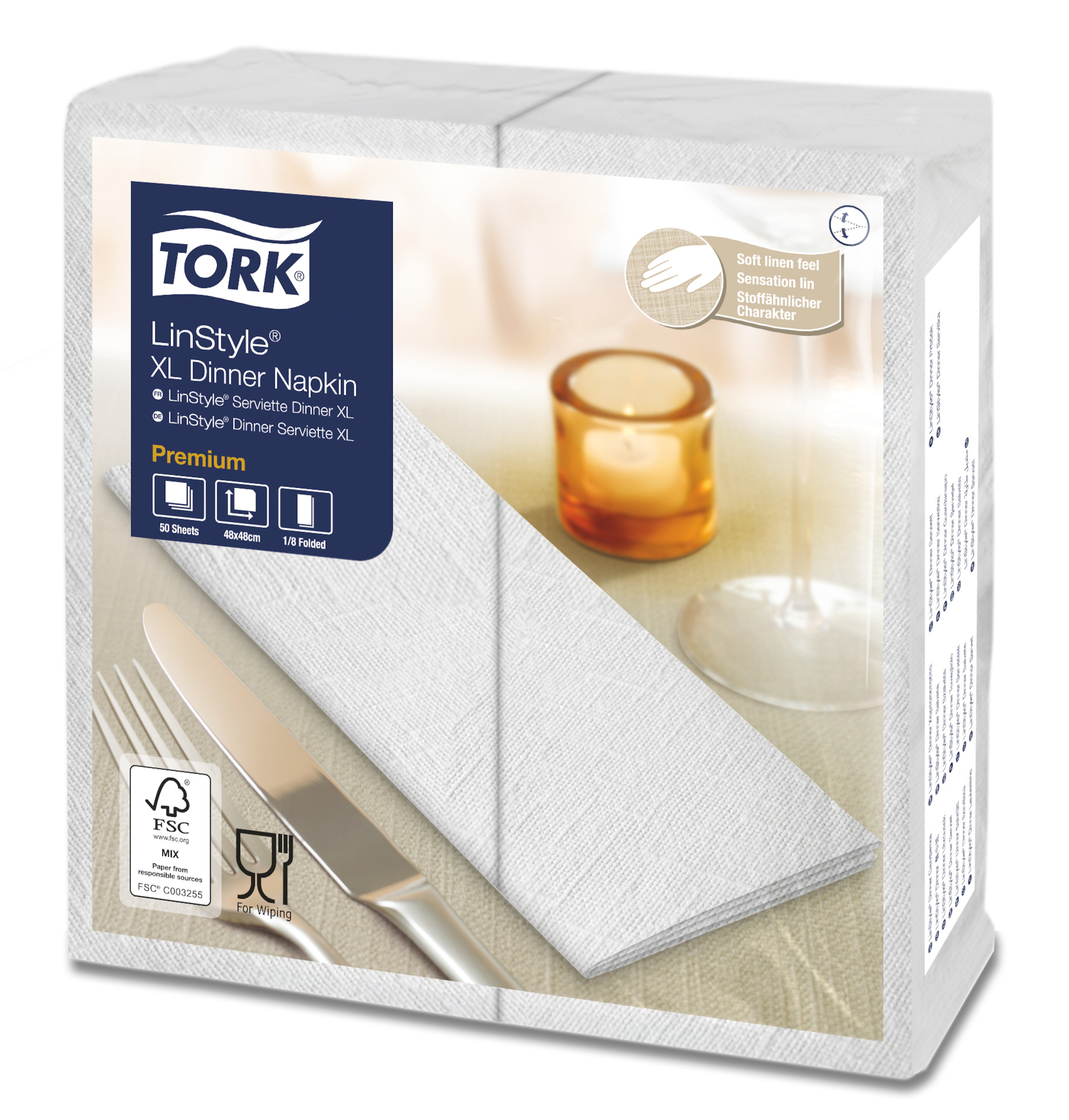 Tork LinStyle® Middagsservett XL 1/8-vikt vit