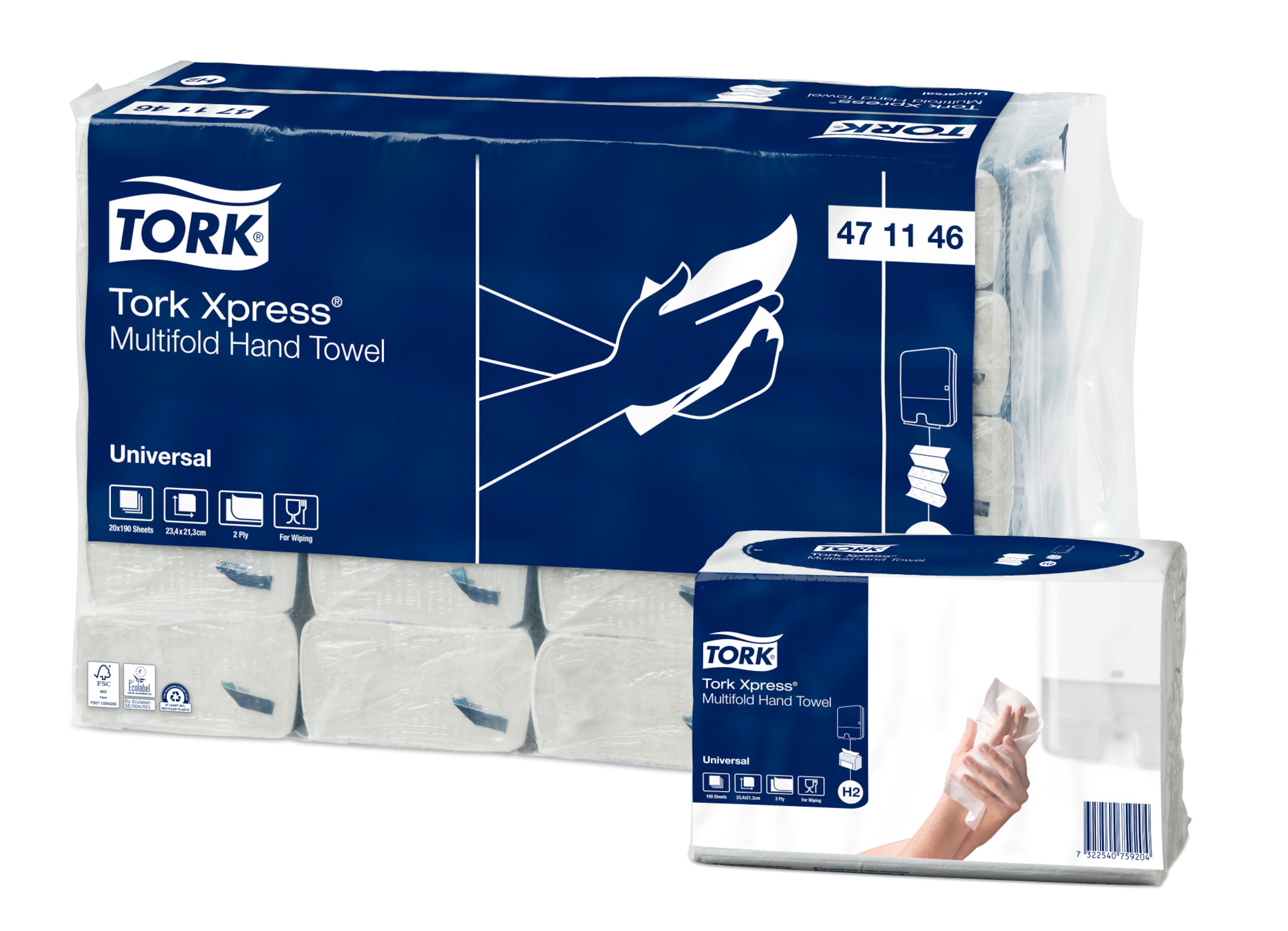 Tork Xpress® Multifold valged käterätikud H2