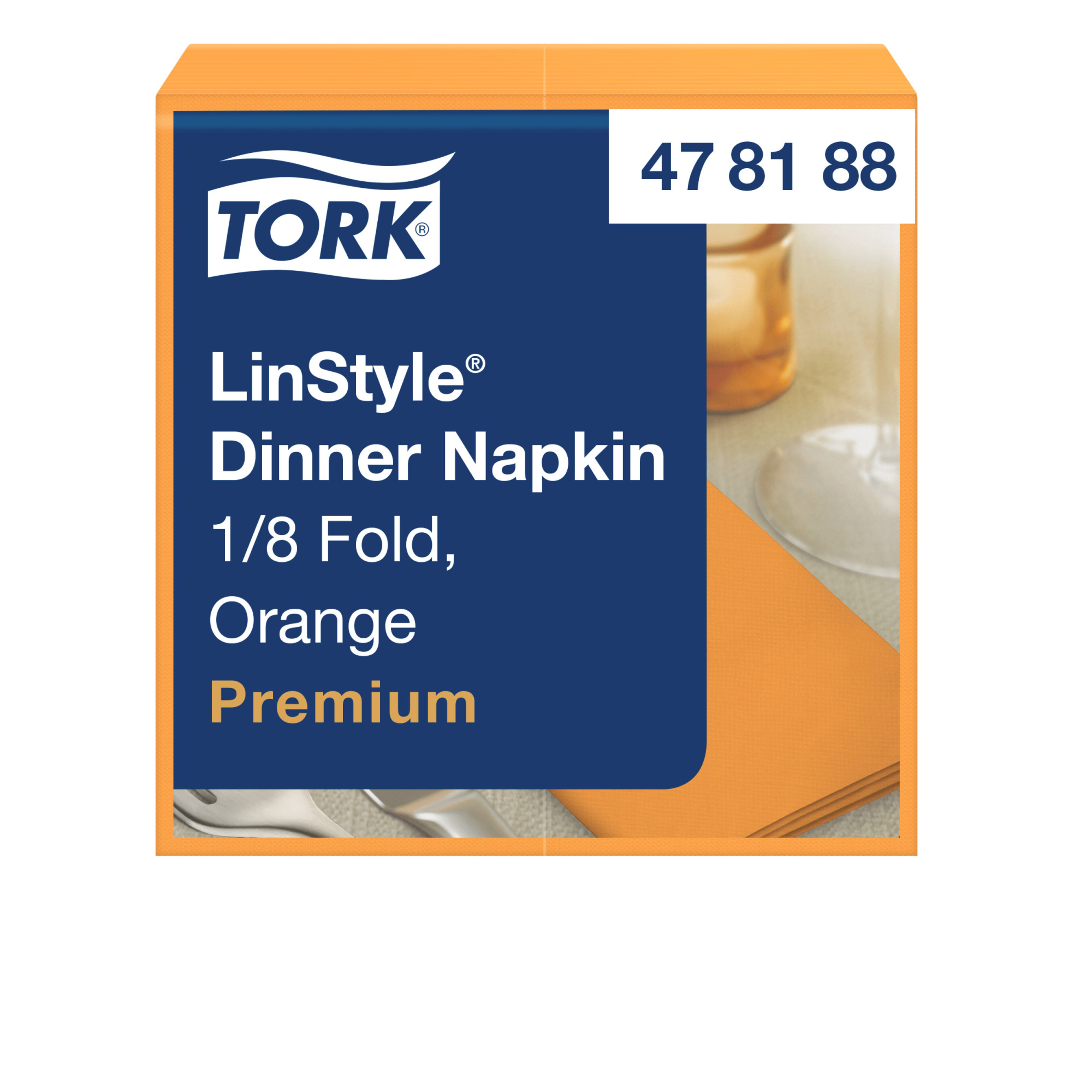Tork Premium Linstyle® ubrousky na večeři v oranžové barvě, 1/8 sklad