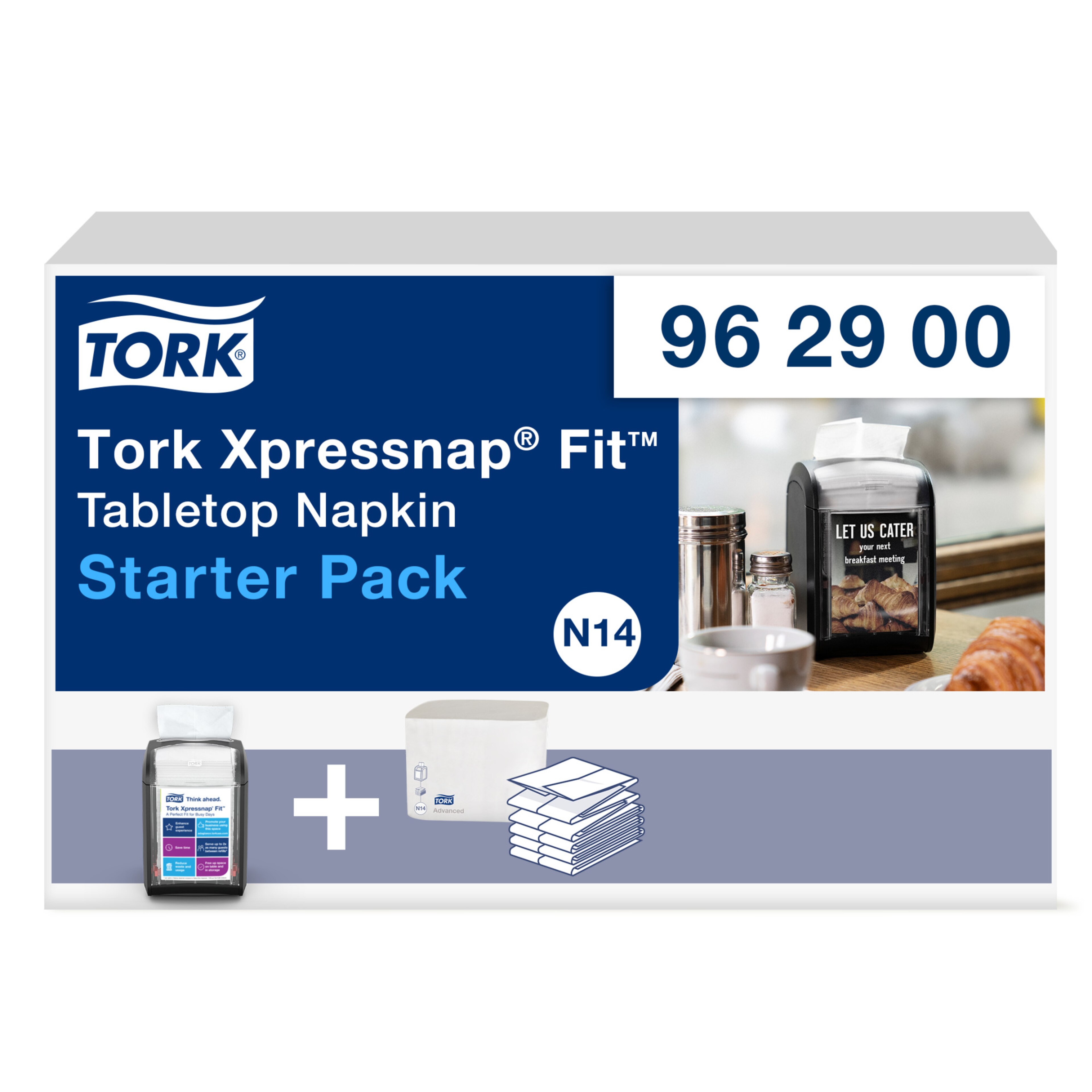 Tork Xpressnap Fit® Pack de démarrage pour distributeur de table de serviettes noir N14