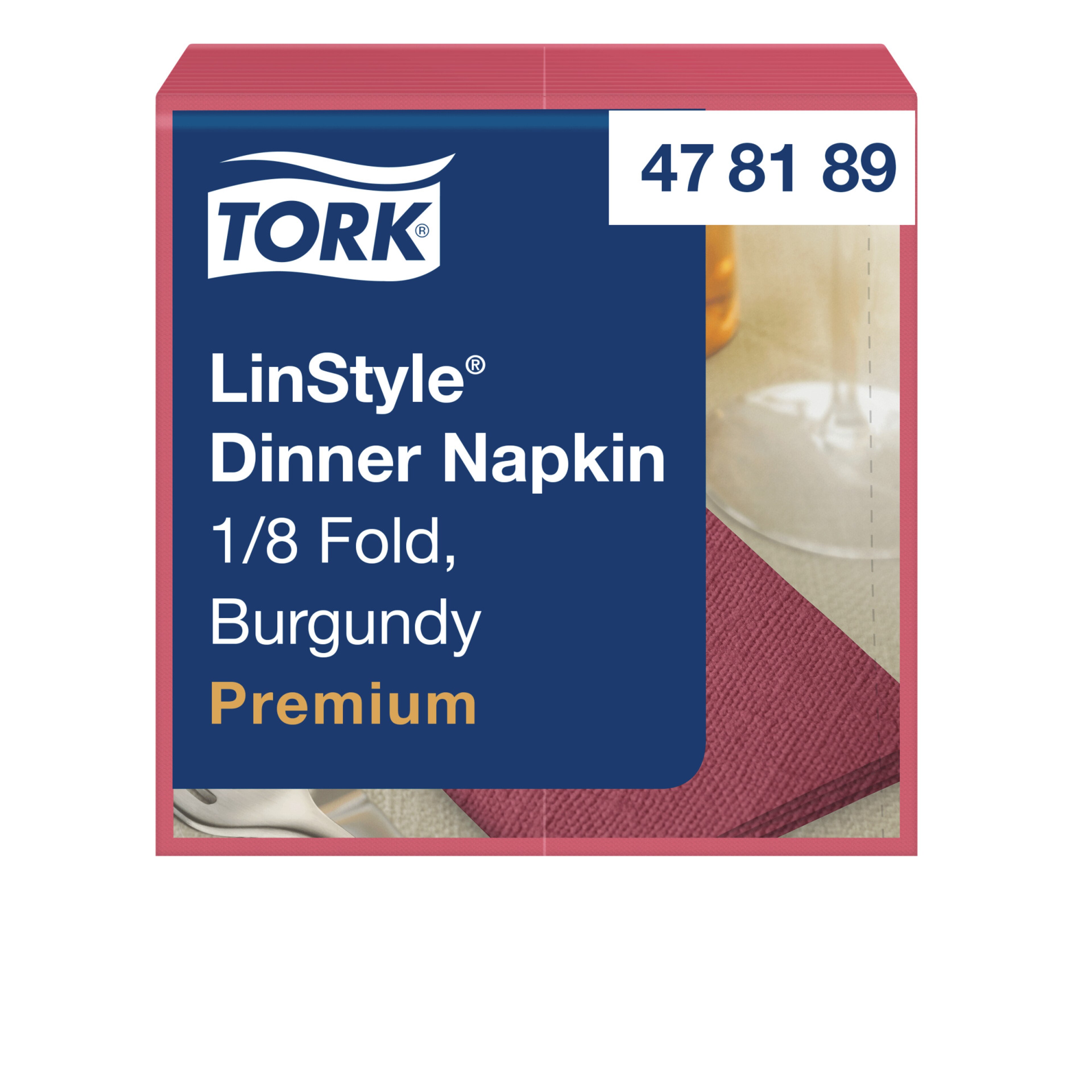 Tork Premium Linstyle® burgundy ubrousek na večeři, 1/8 sklad