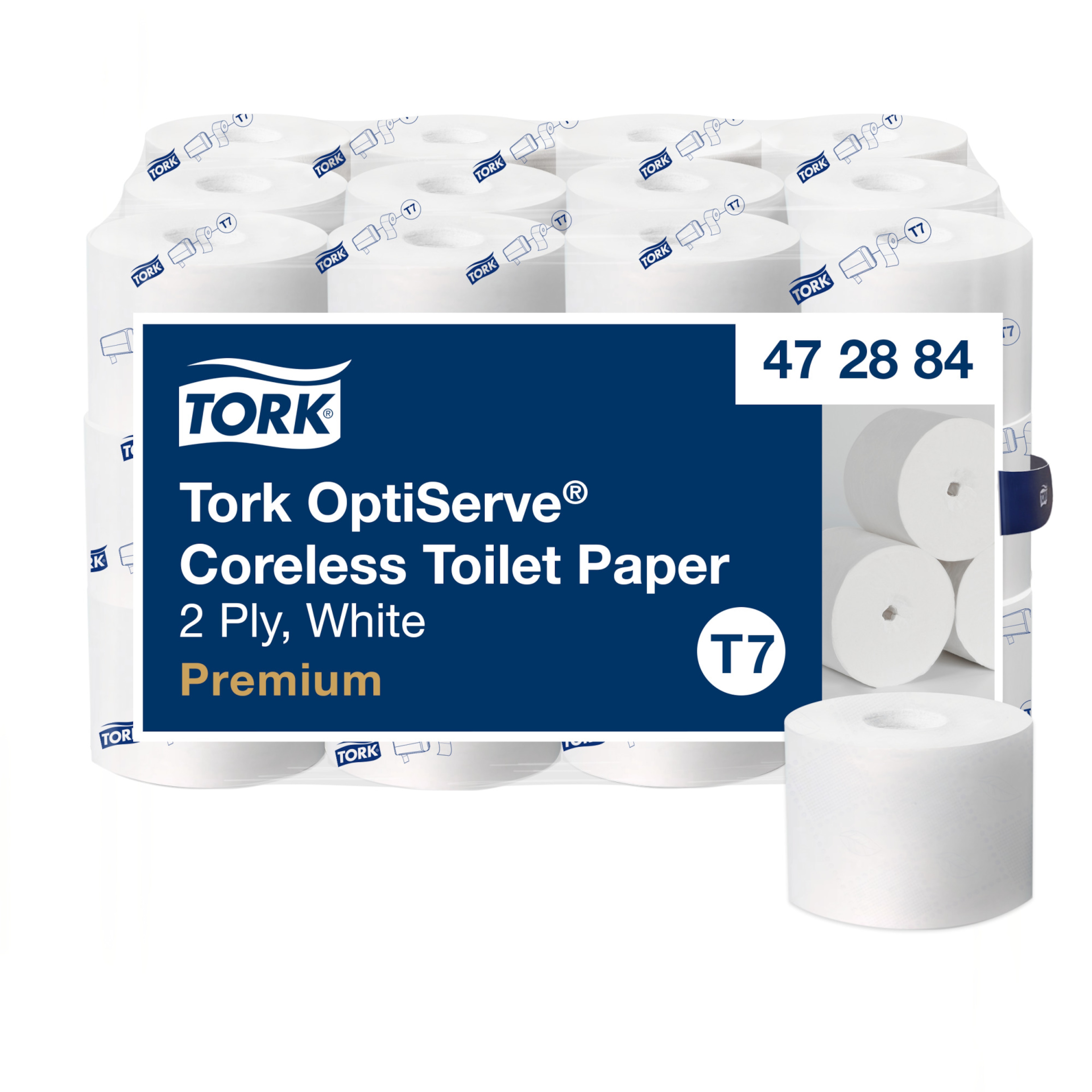 Distributeur de papier toilette sans centre rigide à grande capacité Tork, Blanc T7