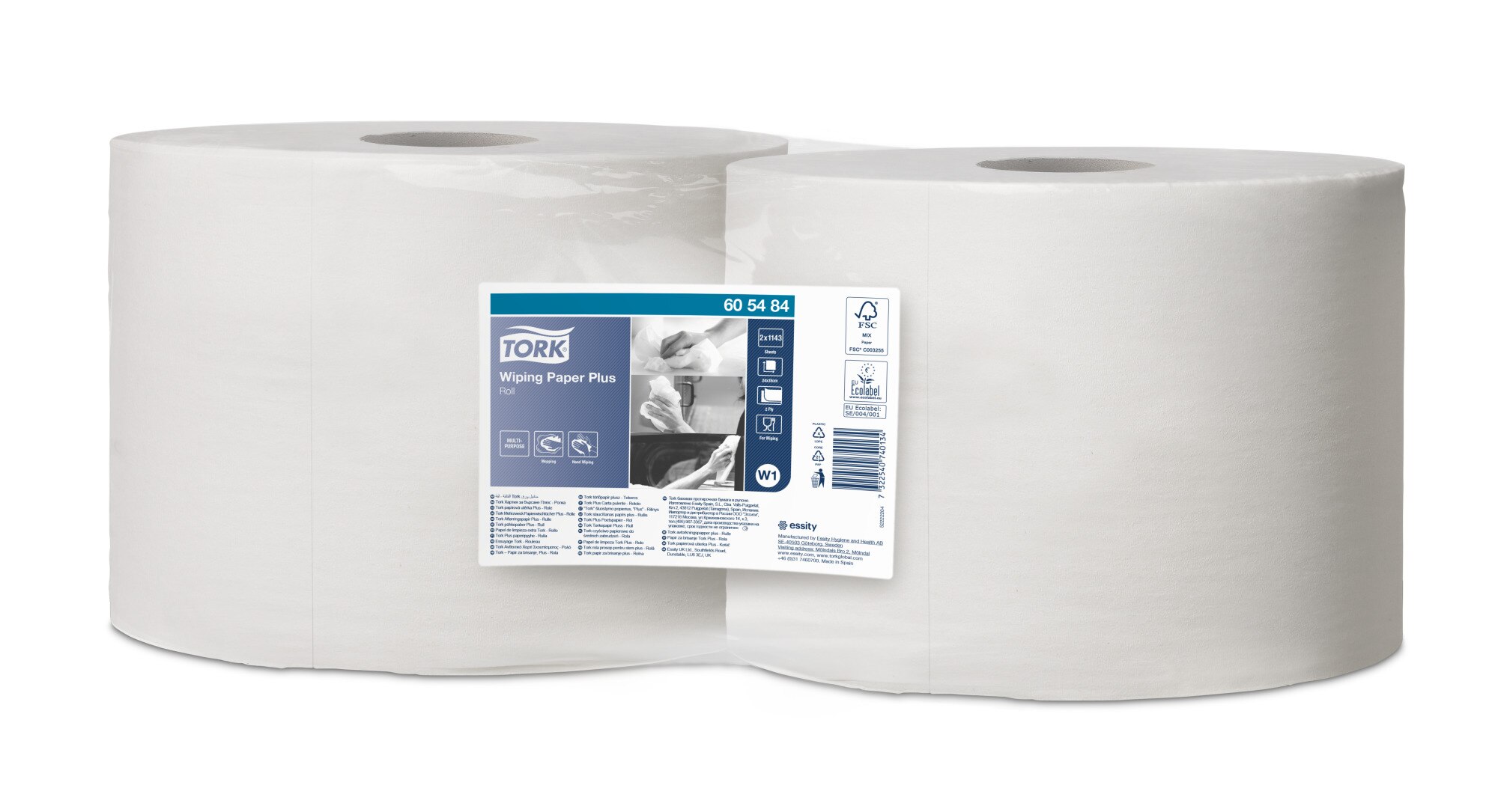 Premium Tork 130045 Papel de secado extra de dos capas/Paños de papel compatibles con el sistema W1 1 x bobina de 510 m/color blanco 