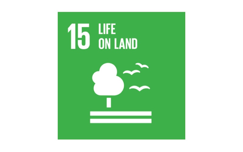 Billede med logo for det 15. FN Verdensmål