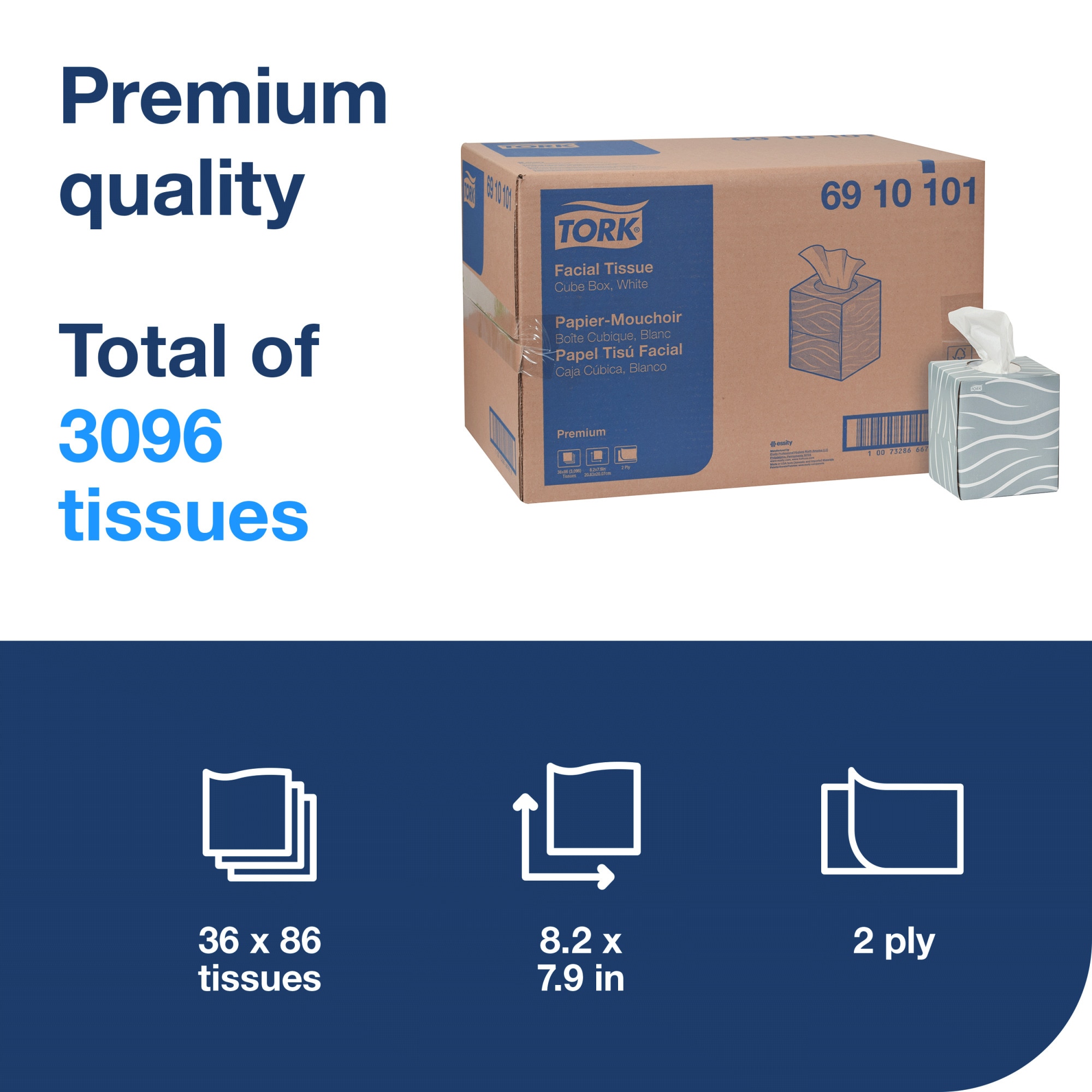 Tork Premium Facial Tissue Cube Box White
