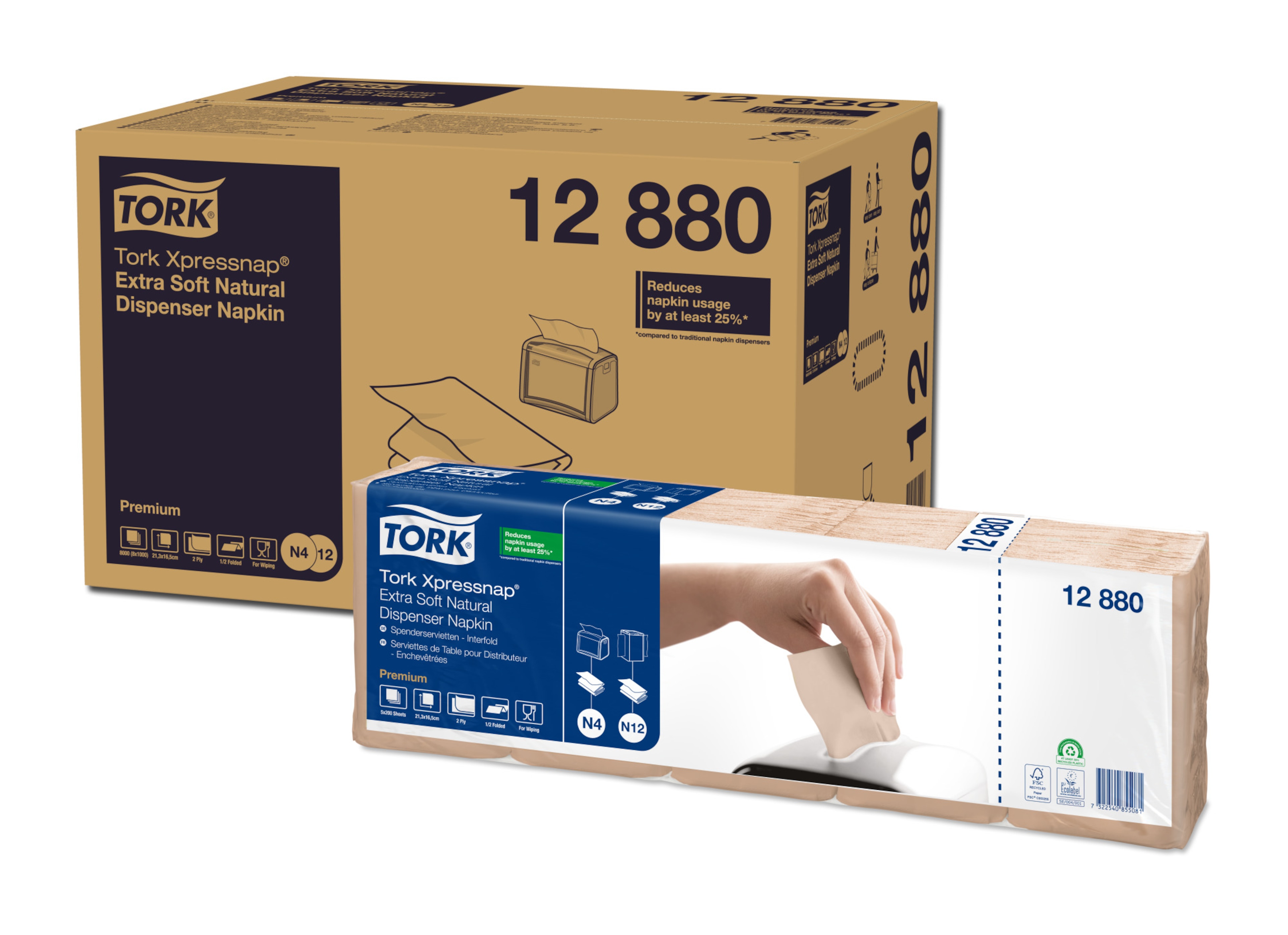 Tork Xpressnap® Extra Mjuk Natur Dispenserservett N4