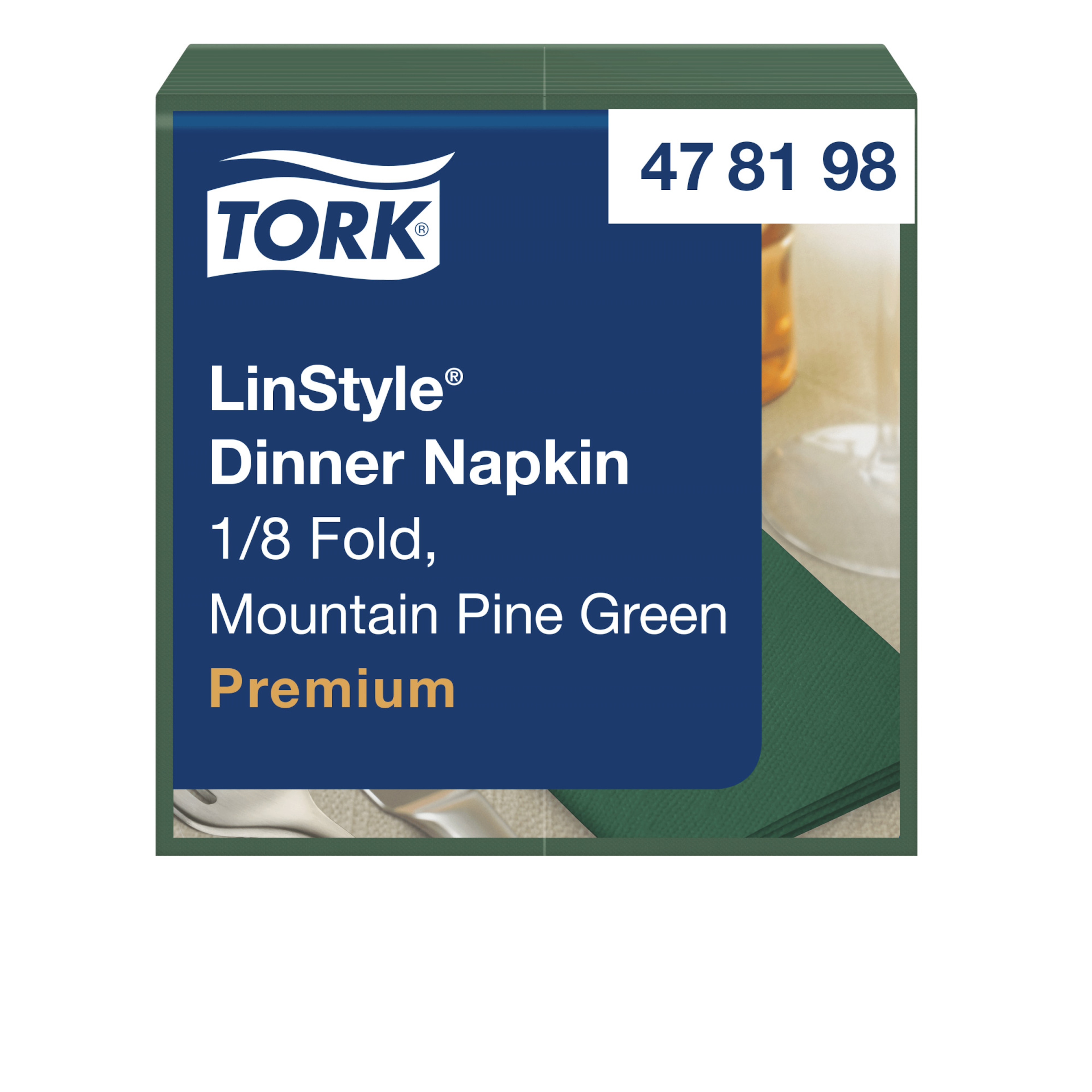 Tork Premium Linstyle® ubrousky na večeři v borovicově zelené barvě, 1/8 sklad