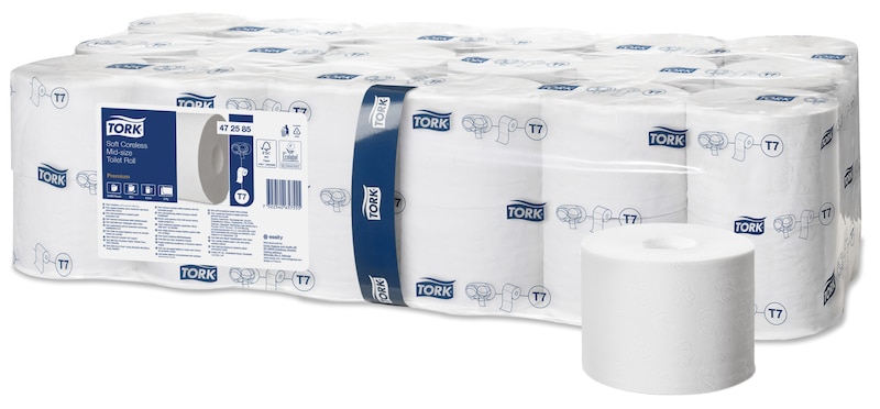 Tork rolă hârtie igienică medie moale, fără tub, Premium - 2 straturi