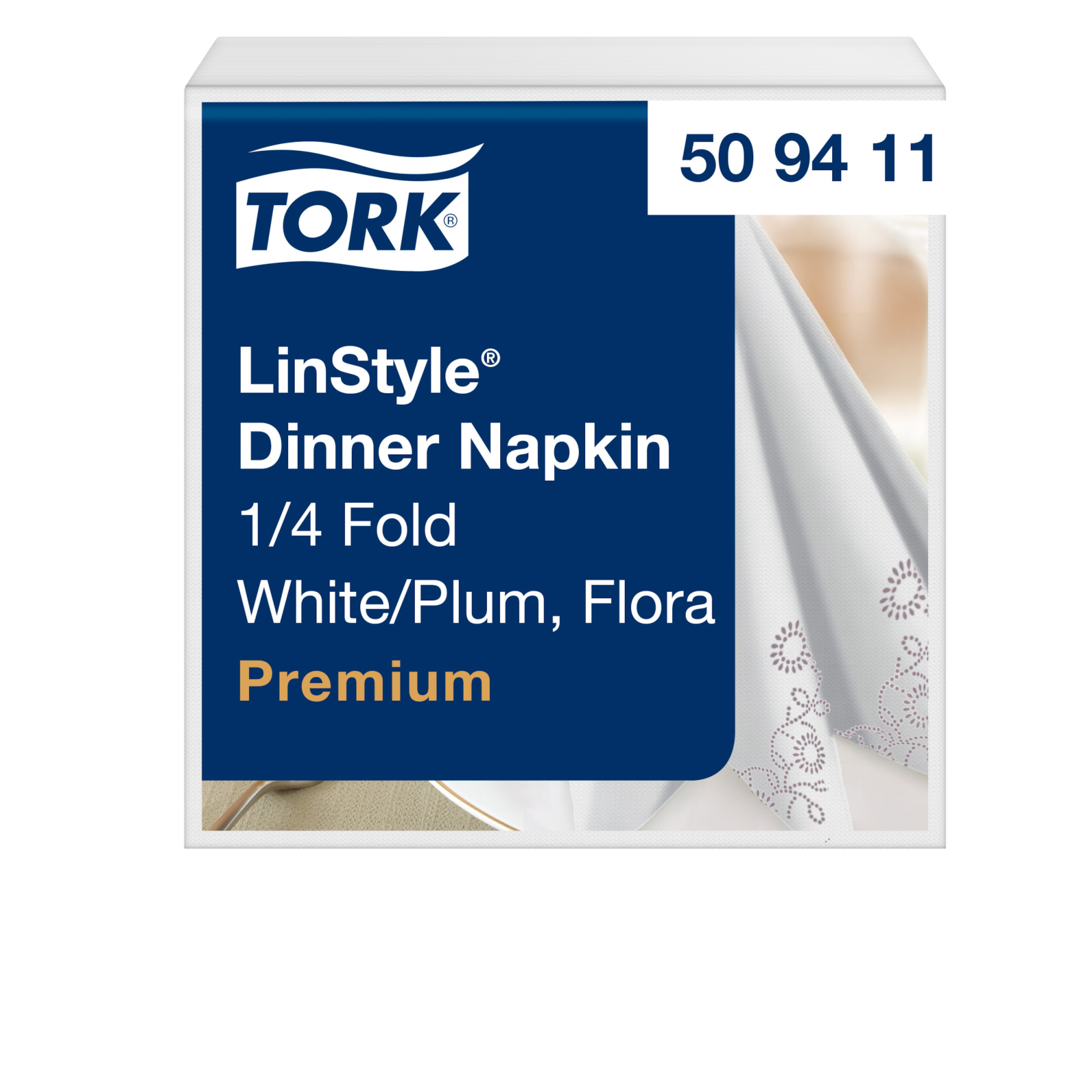 Tork LinStyle® Floral White/Prune Dinner Napkin
