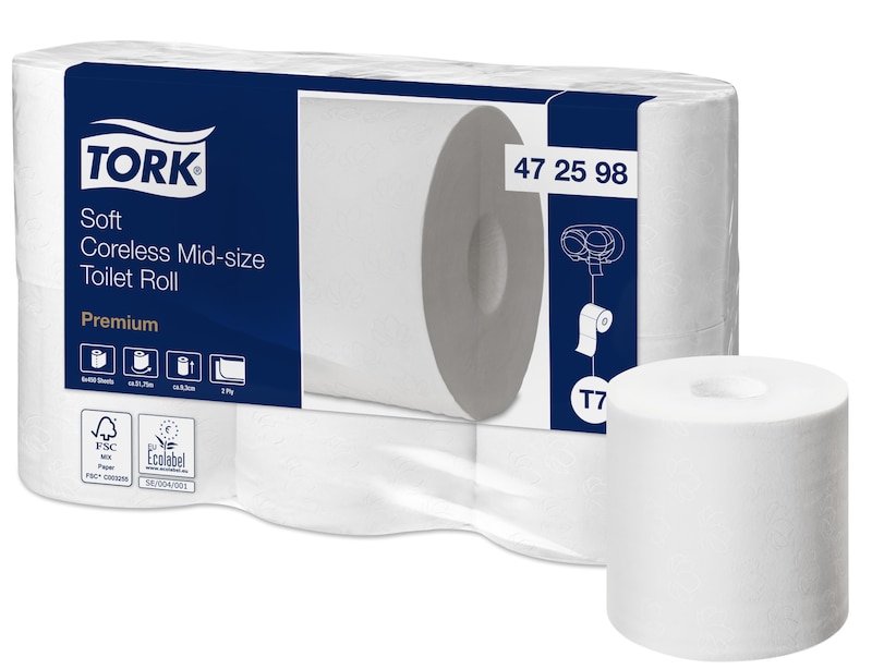 Tork Papier toilette rouleau doux Mid-size sans mandrin Premium