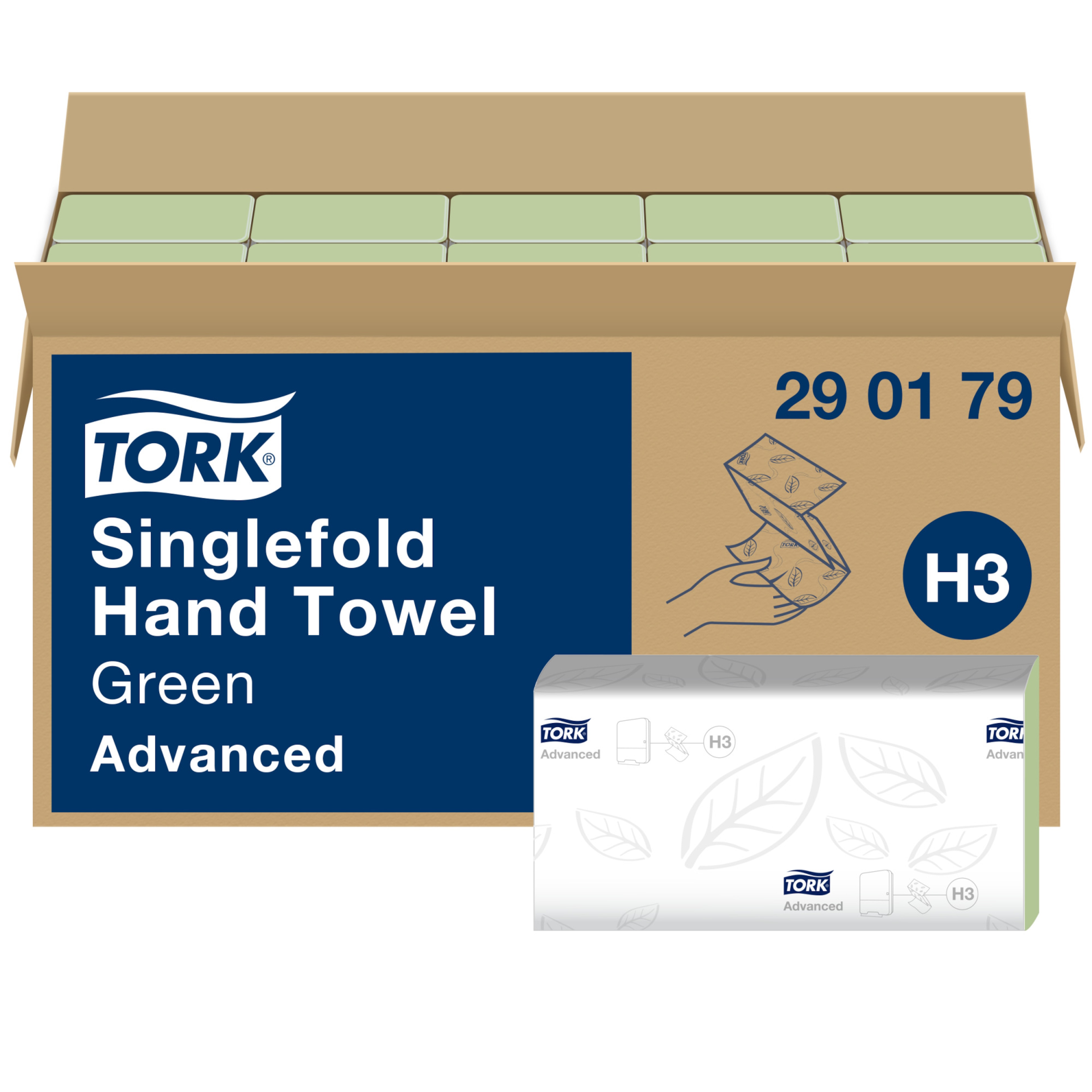 Tork Singlefold Hand Towels Green H3