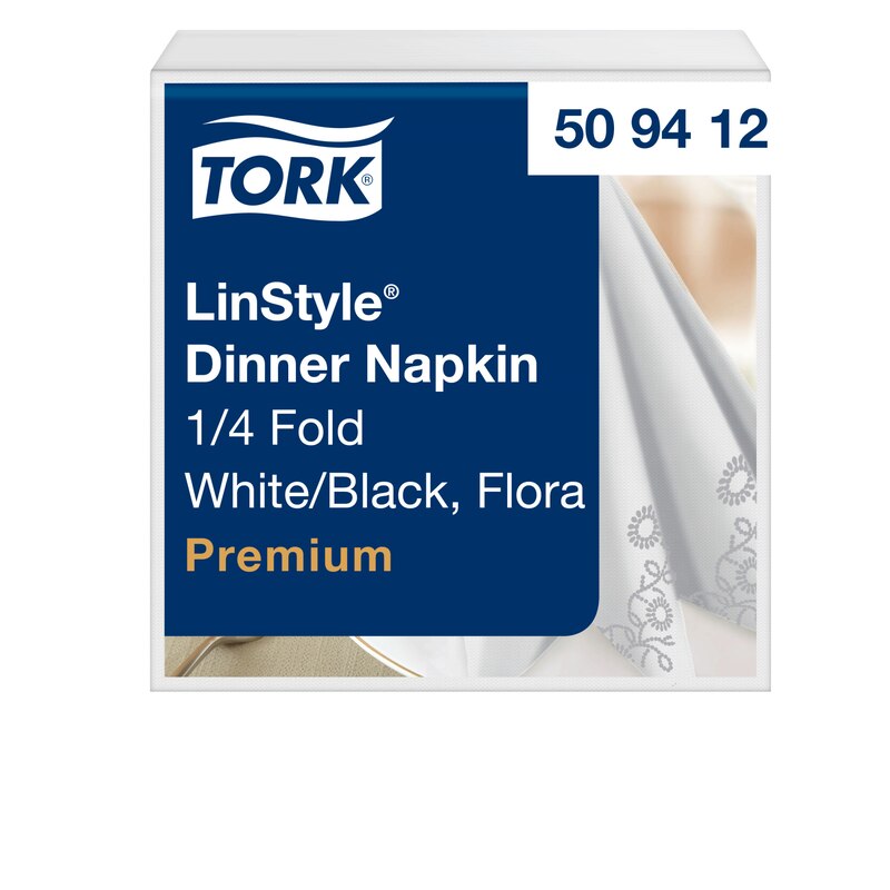 Tork LinStyle® Dinnerserviette Floral Schwarz