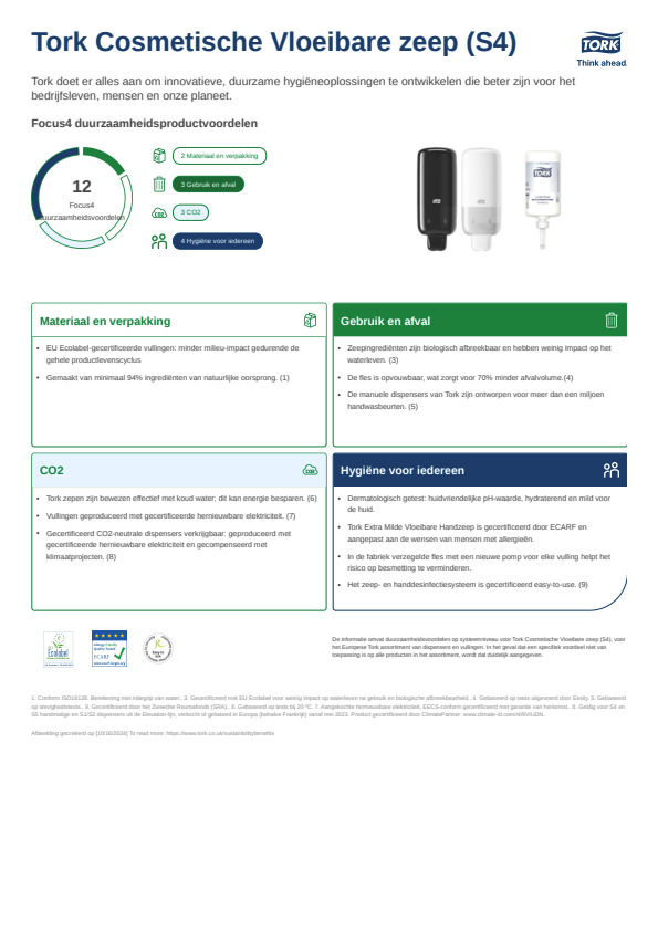 Productgegevensblad duurzaamheid