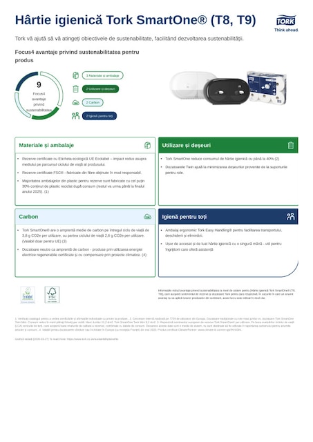 Fișă de produs pentru sustenabilitate