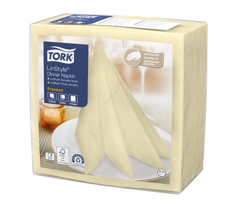 Салфетка для ужина Tork Premium LinStyle® светло-кремового цвета