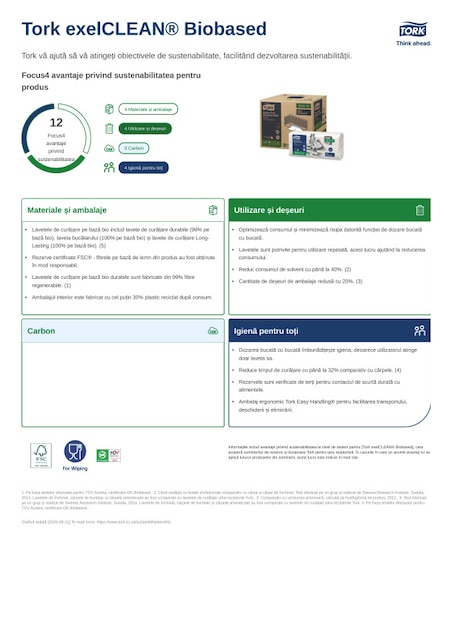 Fișă de produs pentru sustenabilitate