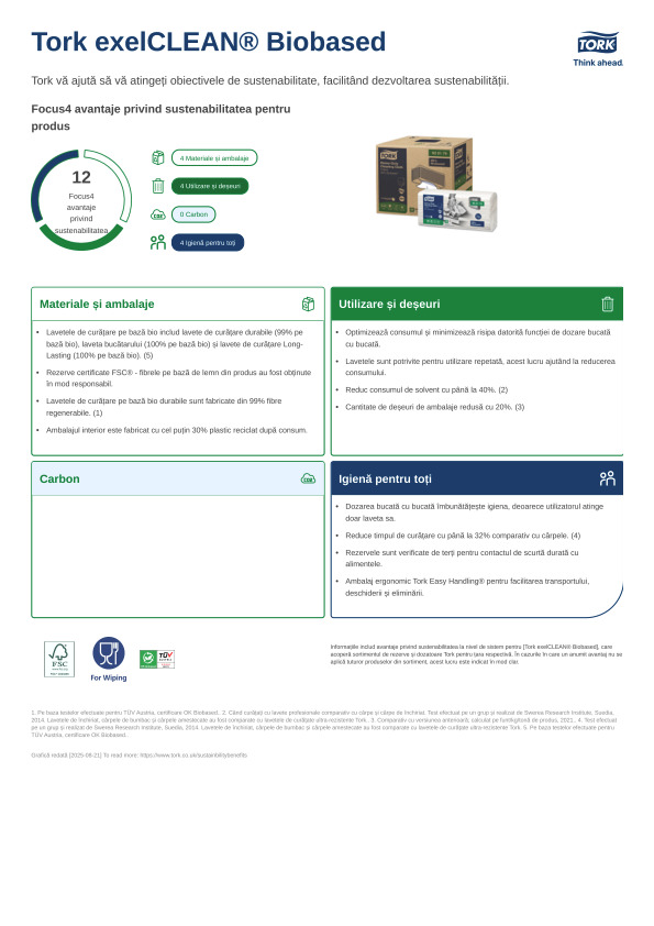 Fișă de produs pentru sustenabilitate