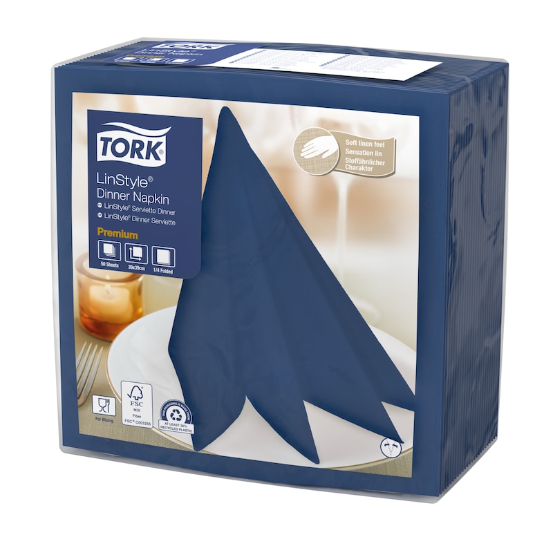 Tork LinStyle® Premium салфетки для декора стола, темно-синие