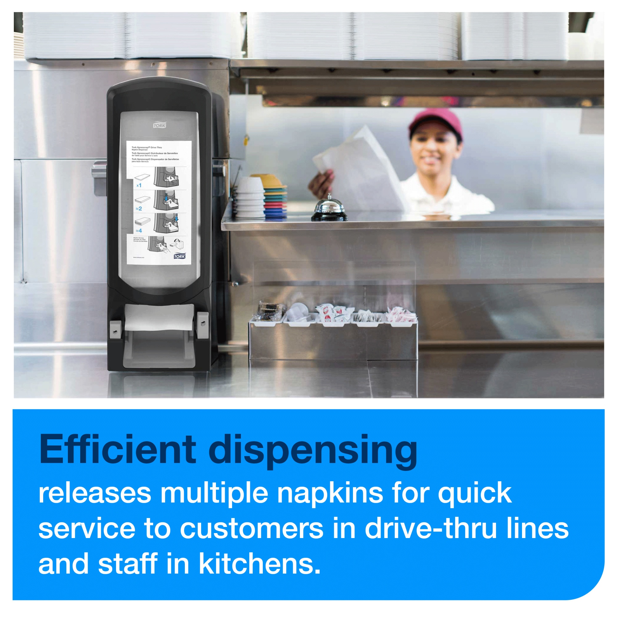 Tork Xpressnap® Push-Button Drive-Thru Napkin Dispenser Black N4