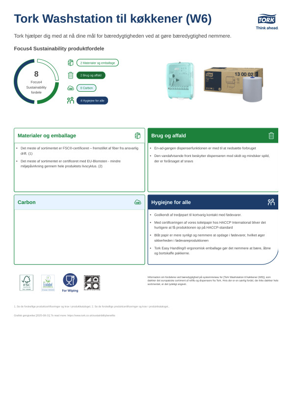 Produktdatablad om bæredygtighed