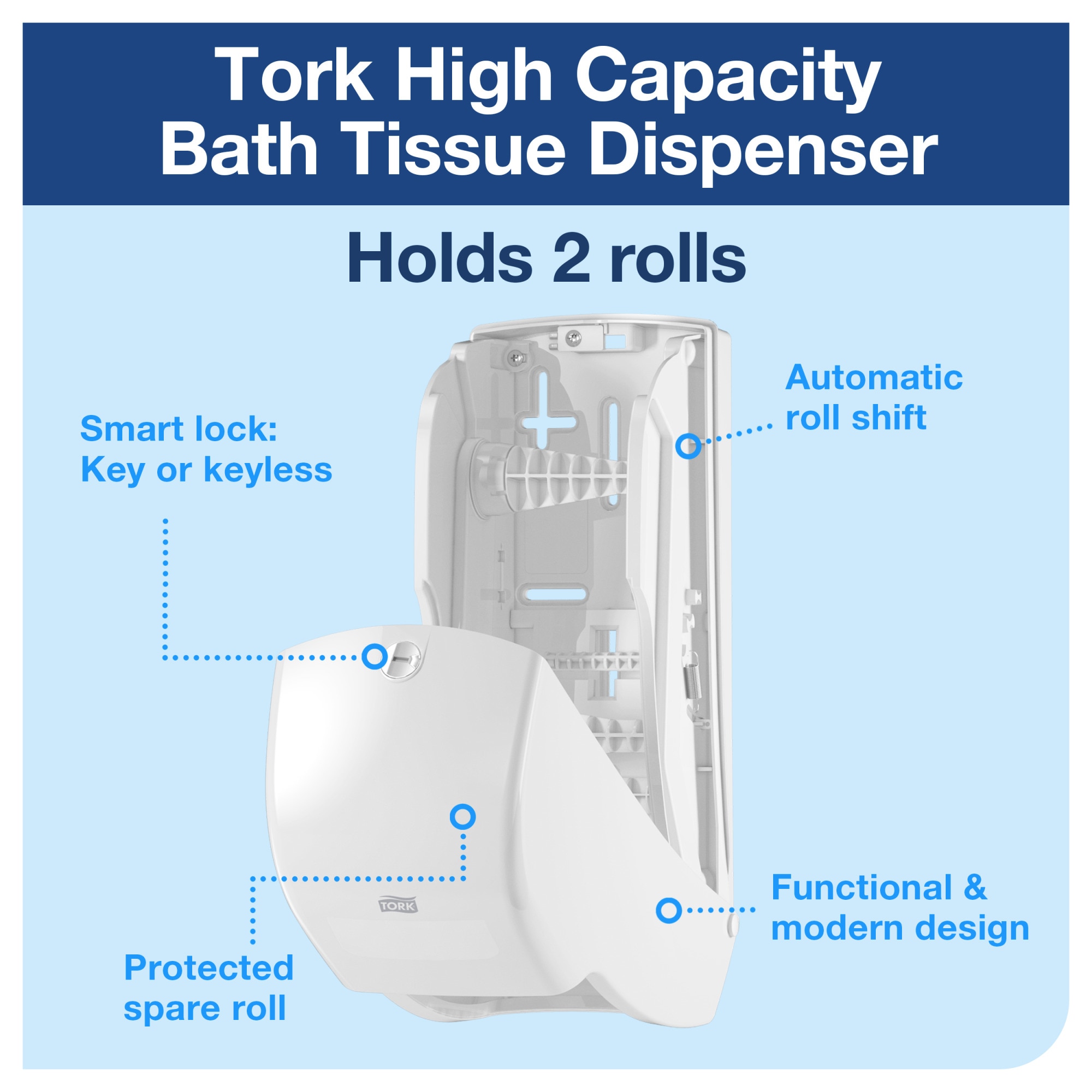 Tork Twin Toilet Paper Roll Dispenser White T26