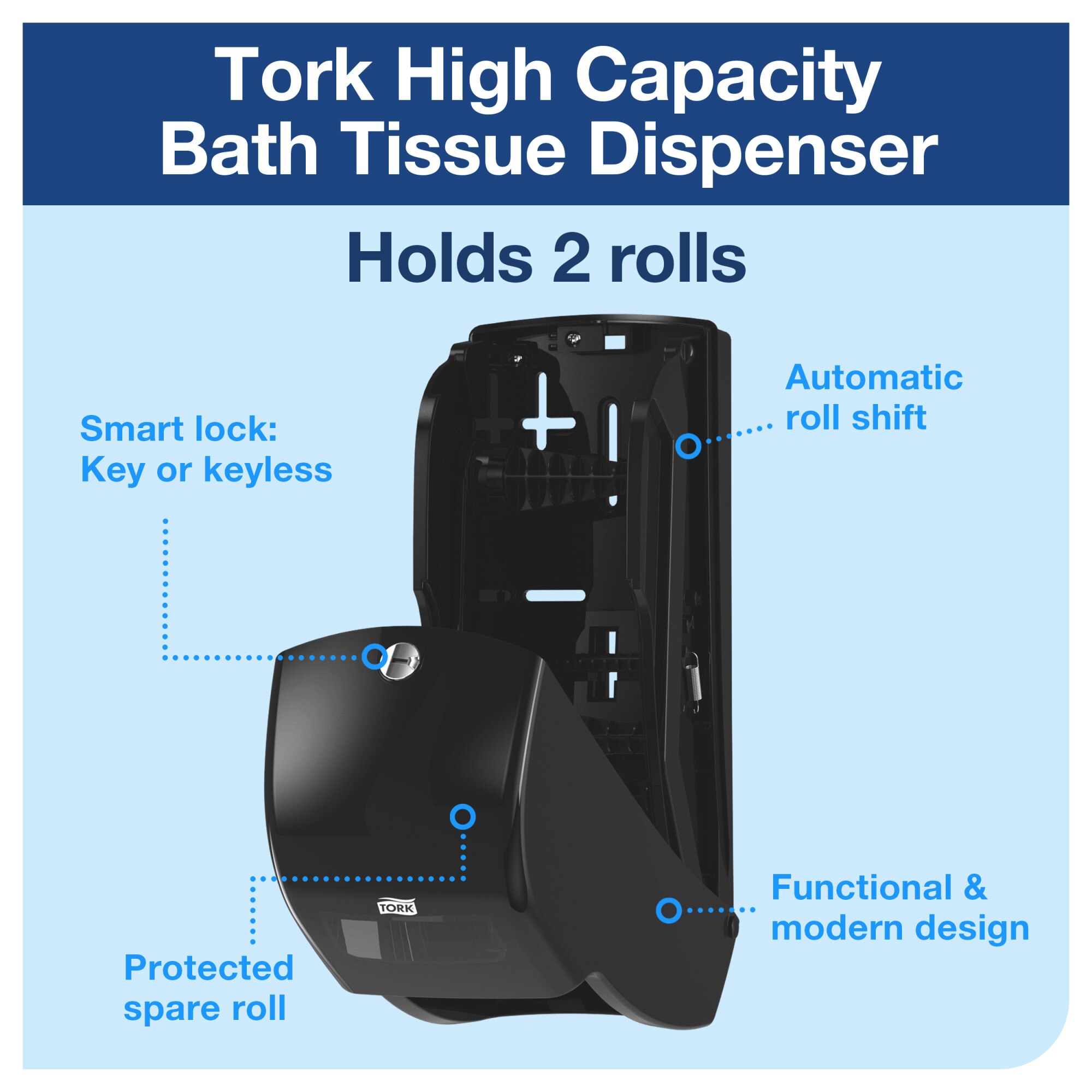 Tork Twin Toilet Paper Dispenser Black T26