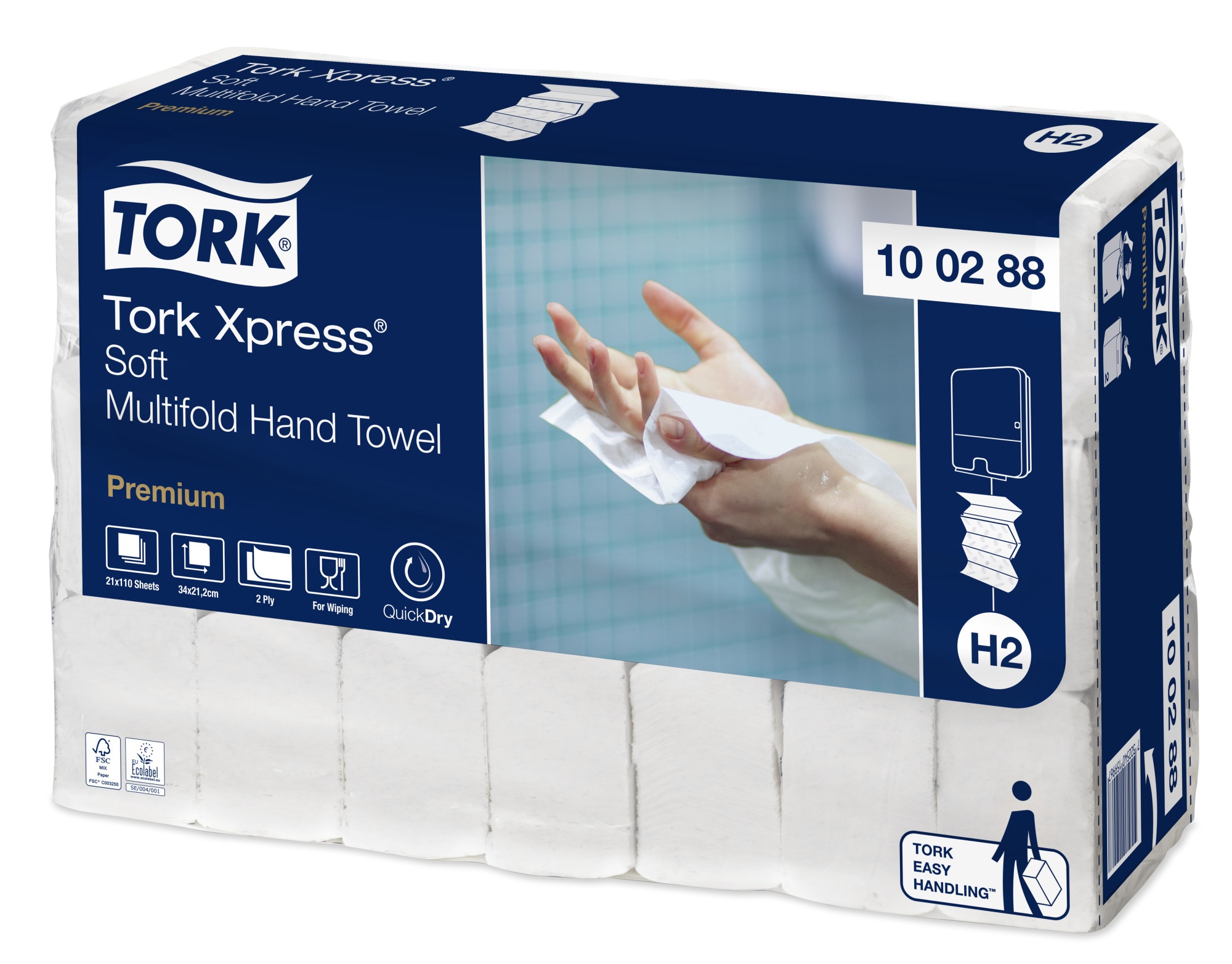 color blanco Tork 120288 2 capas Juego de 21 paquetes x 136 toallas de papel de mano entreplegadas extrasuaves 