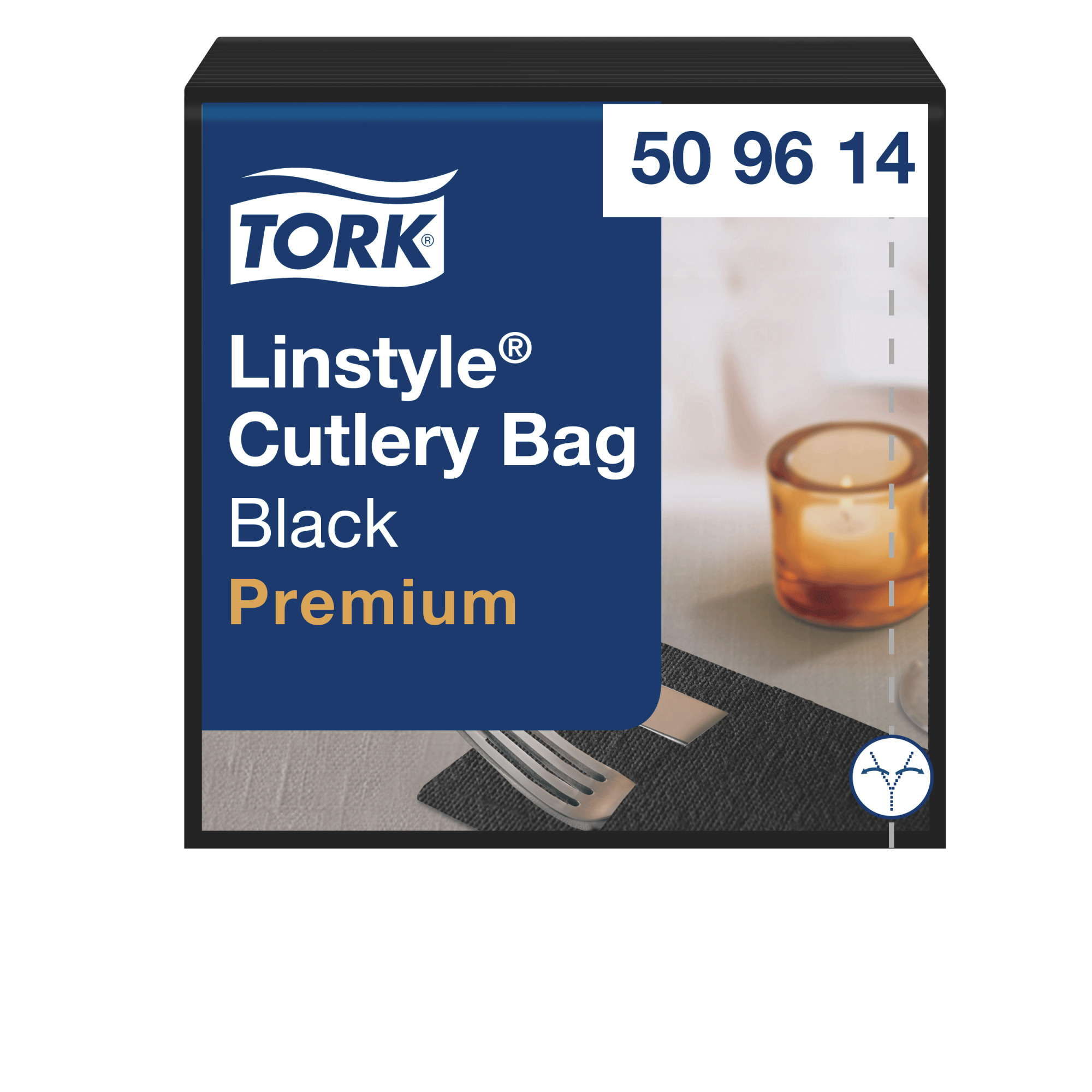 Чорний чохол-серветка для столового приладдя Tork Premium Linstyle®