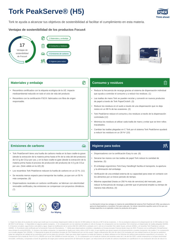 Ficha técnica de producto sostenibilidad