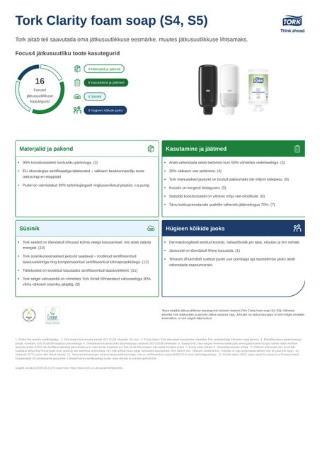 Jätkusuutlikkuse tooteleht