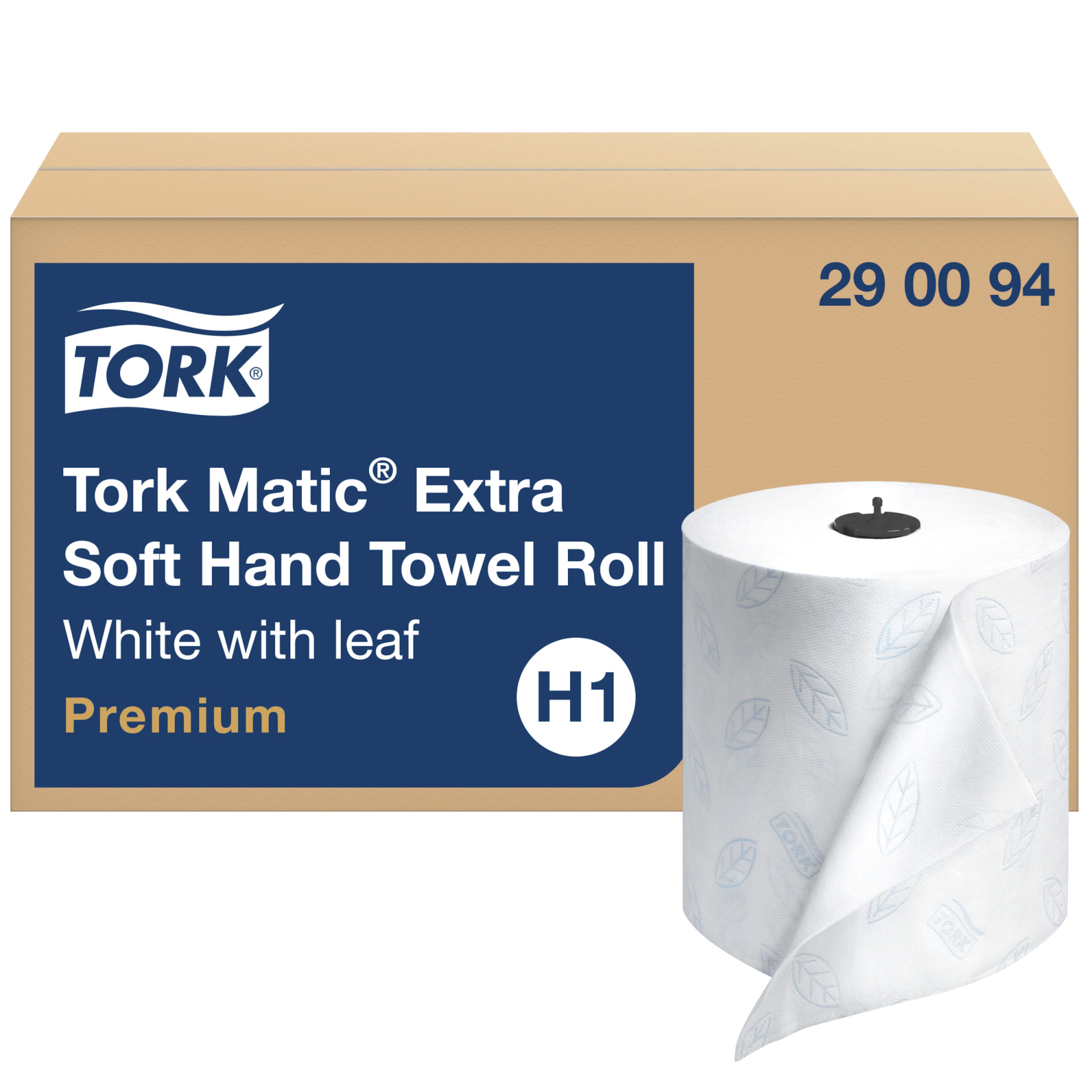 Tork Matic® Extra Soft Hand Towel Roll White with Blue Leaf H1