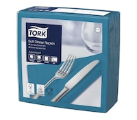 Tork Soft kékeszöld Dinner szalvéta