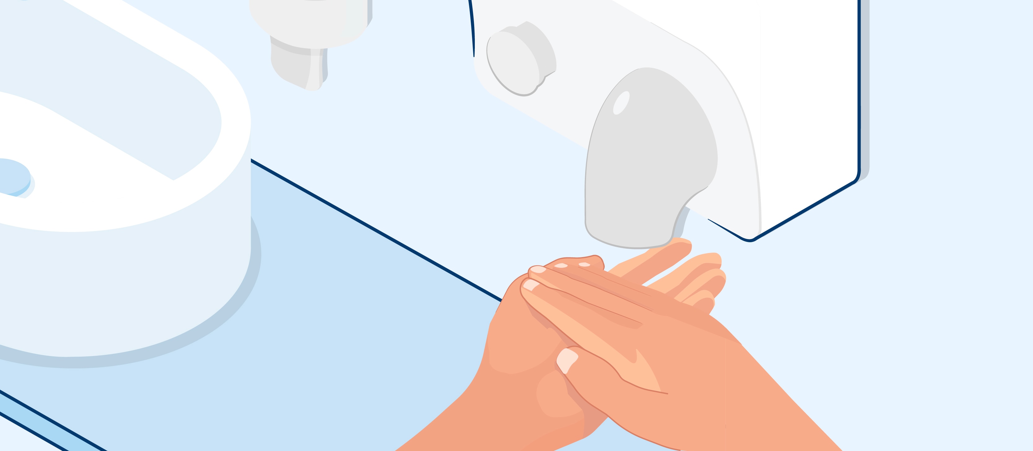 Person drying hands under jet air dryer Person drying hands under jet air dryer