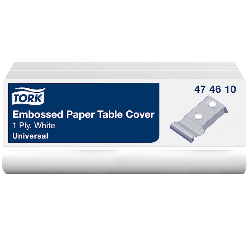 Tork weiße Tischüberzug-Rolle aus Papier mit Prägung
