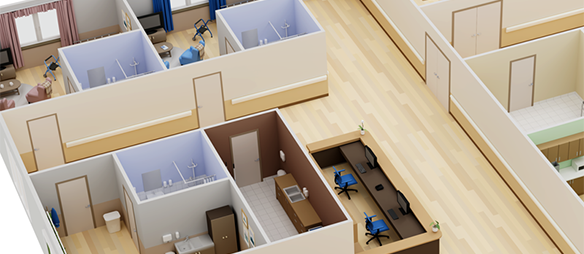 Imagen 3D de la habitación de un residente