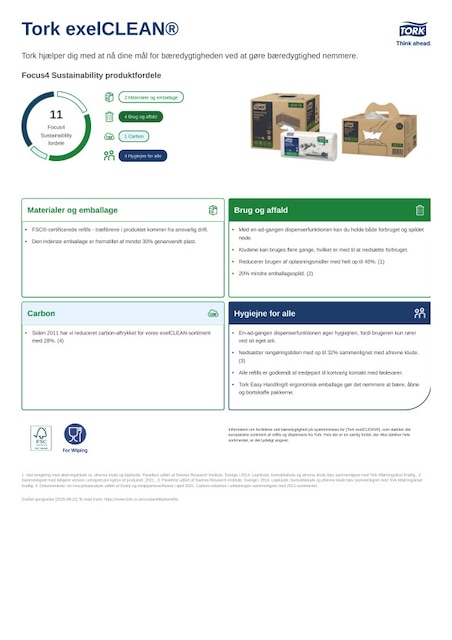Produktdatablad om bæredygtighed
