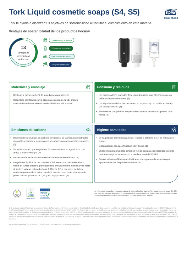 Ficha técnica de producto sostenibilidad