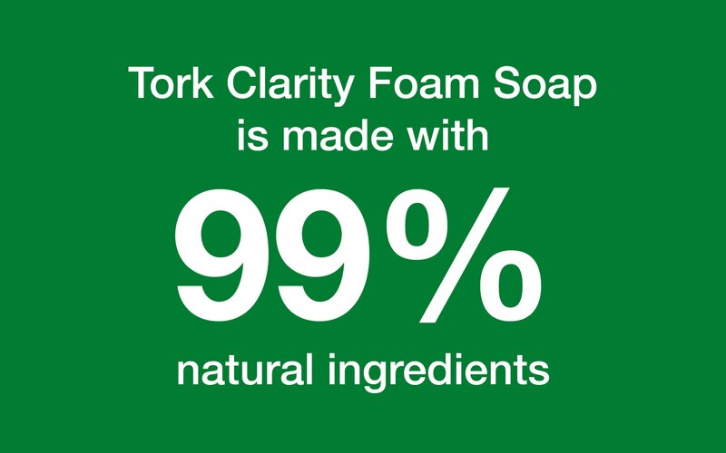 Tork Clarity Foam Soap is made with 99% natural ingredients