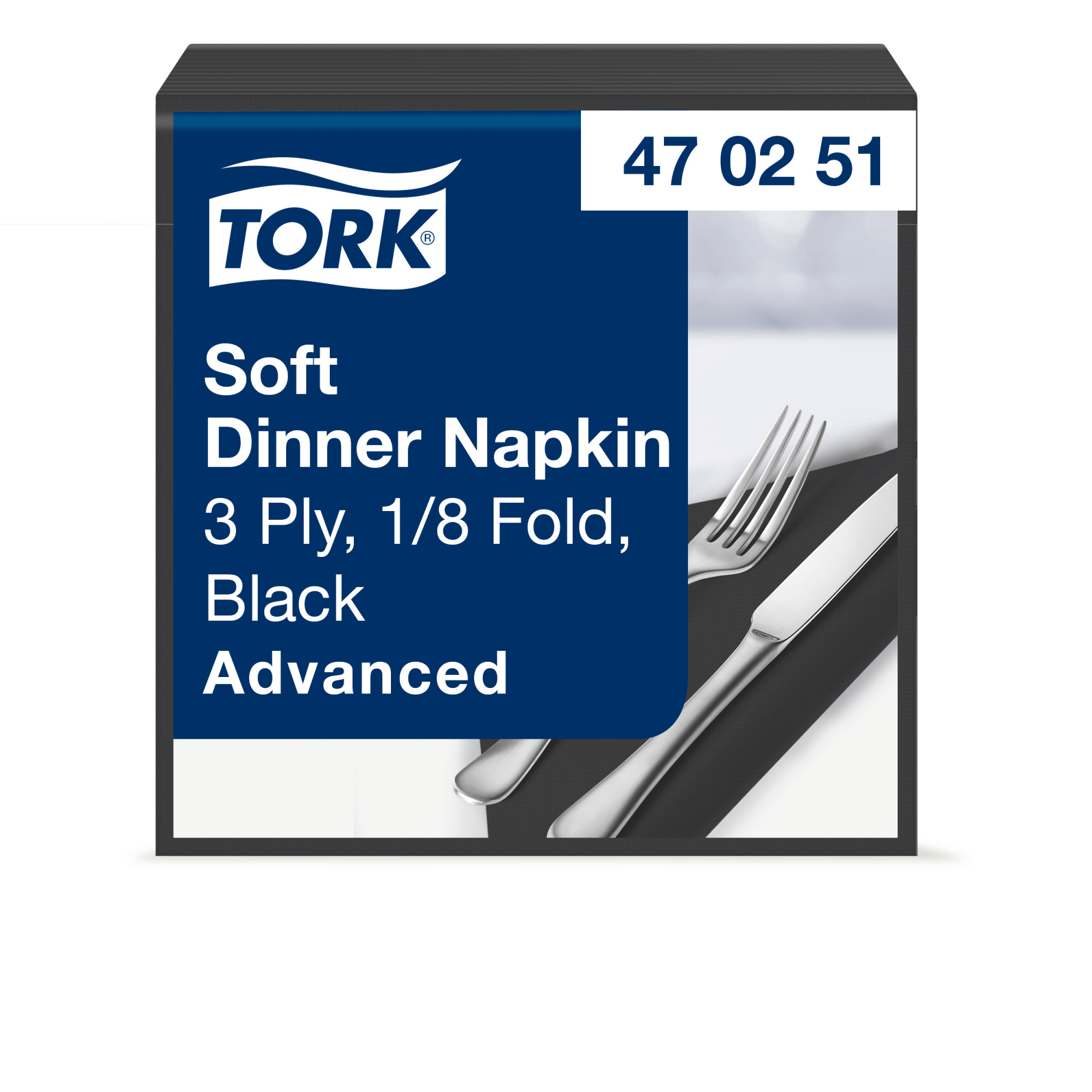 Tork Soft Black Dinner Napkin 1/8 Folded