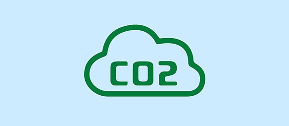 Icon of a cloud with text CO2 in it